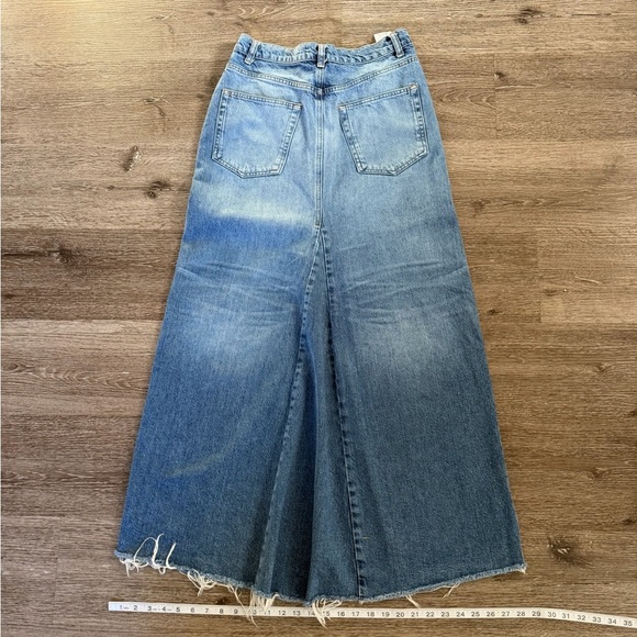 Reformation Blue Denim Maxi Skirt with Slit - Picture 7 of 9
